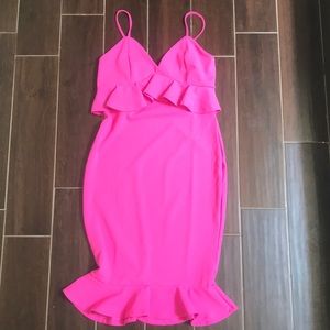 Bright pink fitted cocktail dress